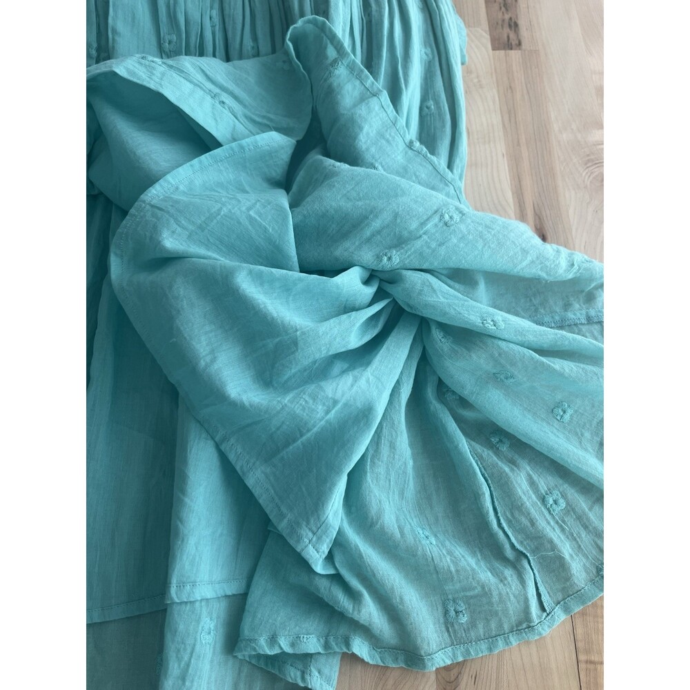 Layerz NWT 100% Cotton Collared Shirt Dress Flowy Gauzy Eyelet Seafoam Green M - Picture 4 of 12